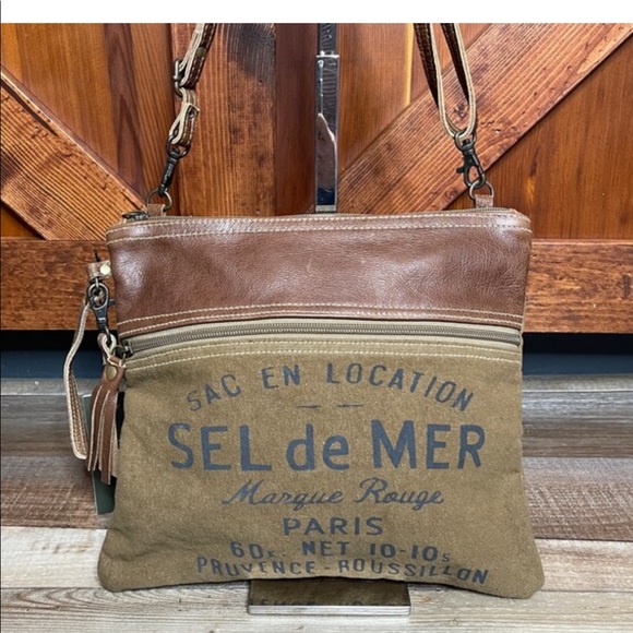 Myra Bag Handbags - French Toast Small Crossbody purse recycled canvas